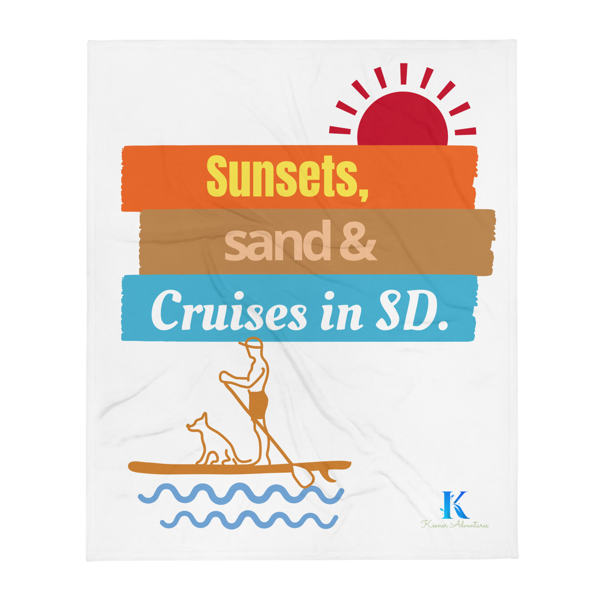 Keener Adventures – Specialty and Premier “Sunsets, San & Cruises in SD” Throw Blanket